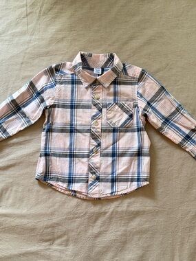 Old Navy Pink & Navy Plaid Button-Down Shirt